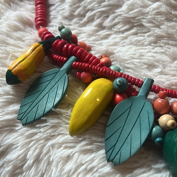 Vintage Layered Fruit wooden Necklace!! - Picture 3 of 5